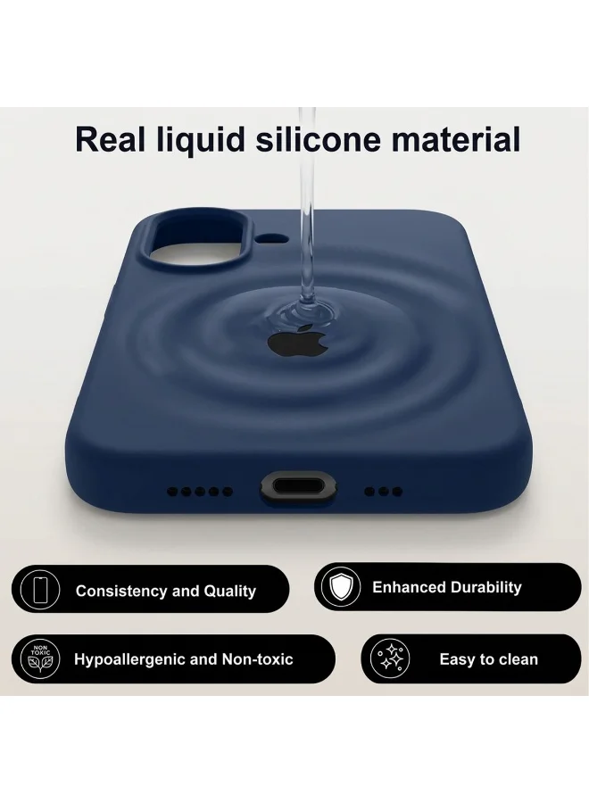 Mobcos Mobcos iPhone 17 Dark Blue Logo Premium Silicone Magnetic Wireless Charging Case for iPhone | Silky Soft Touch | Military-Grade Shockproof Protection | Strong Magnetic Compatibility | Luxury Slim Cover