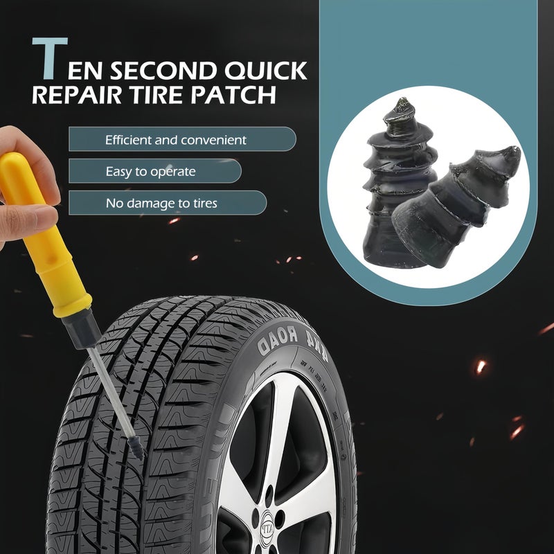 Bawkars 60 PCS Tire Repair Rubber Nail, Vacuum Tire Repair Kits Spiral Rubber Screws, Fast Self-Service Tool for Car, Truck, Motorcycle, Tractor Tire Puncture Repair (Black) - Image 4