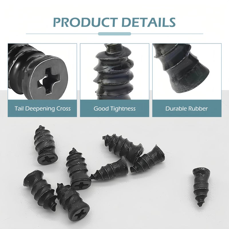 Bawkars 60 PCS Tire Repair Rubber Nail, Vacuum Tire Repair Kits Spiral Rubber Screws, Fast Self-Service Tool for Car, Truck, Motorcycle, Tractor Tire Puncture Repair (Black) - Image 3