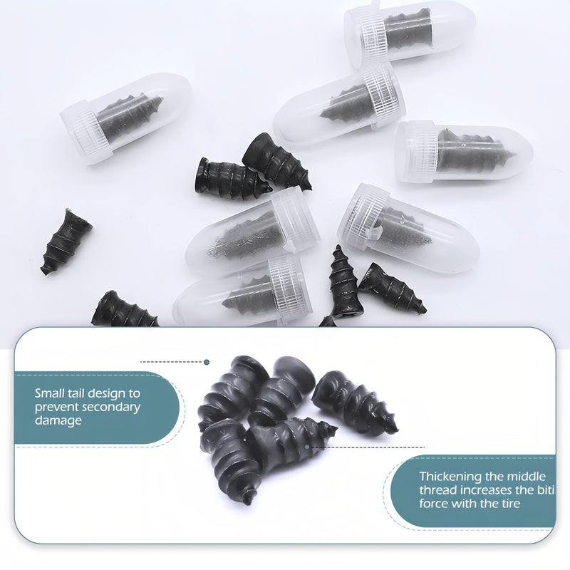 Bawkars 60 PCS Tire Repair Rubber Nail, Vacuum Tire Repair Kits Spiral Rubber Screws, Fast Self-Service Tool for Car, Truck, Motorcycle, Tractor Tire Puncture Repair (Black) - Image 5