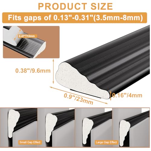HASTHIP® 196 Inch Wedge Foam Window Weather Stripping - 5m Adhesive Window Gap Filler Strip Door Seal Strip Sound Proofing Rubber Frame Insulation Tape, Black - Image 2