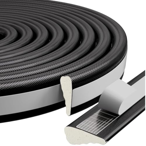 HASTHIP® 196 Inch Wedge Foam Window Weather Stripping - 5m Adhesive Window Gap Filler Strip Door Seal Strip Sound Proofing Rubber Frame Insulation Tape, Black - Image 1