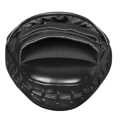 FightX Curved Boxing Mitts and Pads Leather Boxing Training Equipment MMA Focus Kickboxing Muay Thai Punch Speed Training Boxing Pads for Kids, Men & Women (Full Black) - Image 4