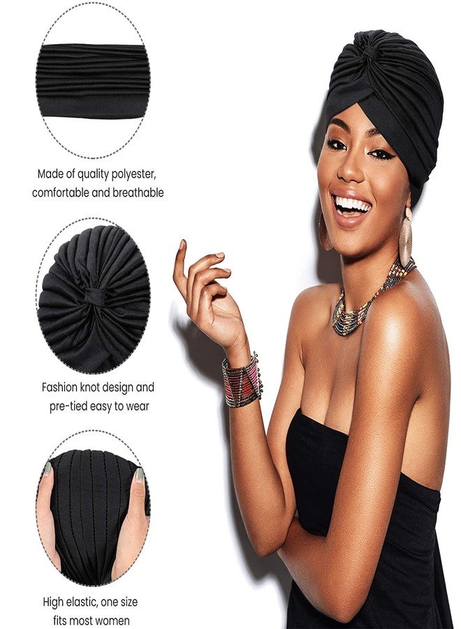 PAROPKAR 6 Pack Men's & Women's Pleated Head Wrap Knit Bonnet Turban/Pleated Stretchable Polyester Women�s Turban Head Cover/Sun Cap Pagri (Multicolor Y) - Image 2