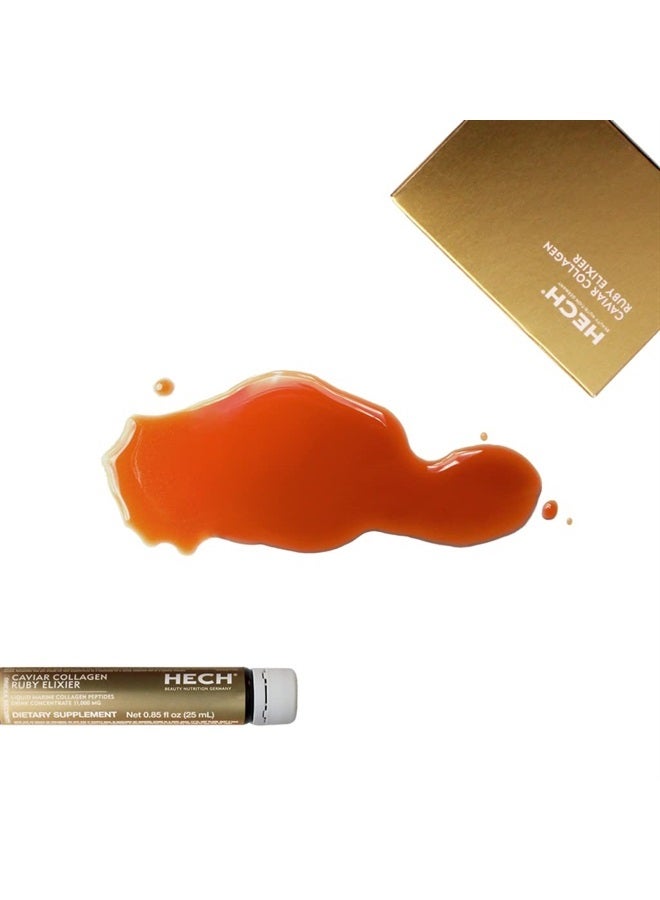 Caviar Collagen Ruby Elixier - Beauty Supplement with 11,000 mg Marine and Caviar Collagen Peptides, Polyphenols and Complex of 9 bioactive Vita-Mineral Nutrients
