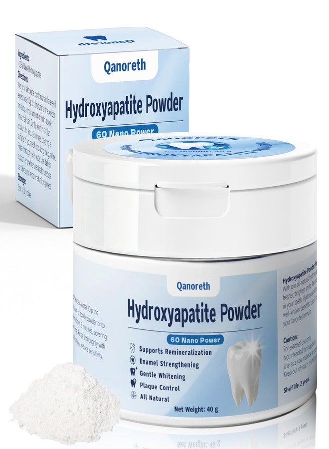 Qanoreth 100% Pure Nano Hydroxyapatite Powder for Deep Enamel Remineralization, Cavity Defense, Sensitivity Relief & Teeth Whitening – Hydroxyapatite Powder for DIY Toothpaste – High-Purity, Fluoride-Free, 40g - Image 1