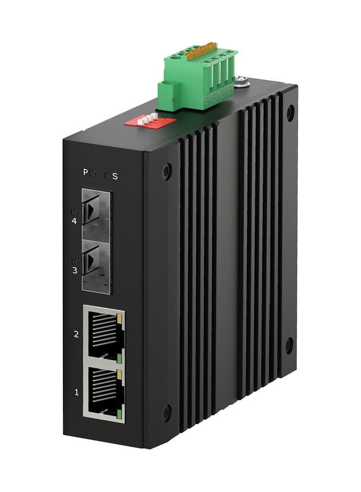 2-port 10/100/1000Base-T to 2-port 100/1000Base-X unmanaged Industrial Media Converter, DC12-58V input, redundant dual power supply, Din-rail installation - Image 1