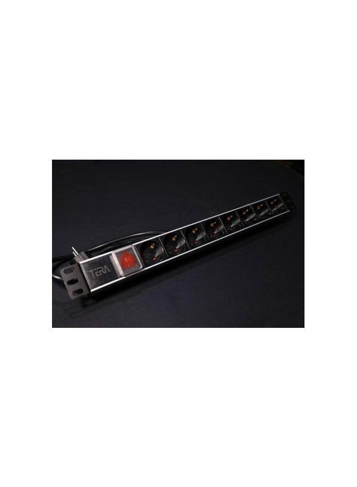 8-pin black power strip, high-quality metal, with the ability to be installed on the desk and the wall, black with a 2-meter cable - Image 1