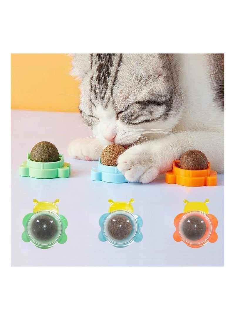 KASTWAVE Catnip Wall Ball, 3-Piece Cat Toys, Edible Cat Licking Toy, Cat Chew Toy, Teeth Cleaning Cat Bite Toy, Rotatable Indoor Cat Toy, Cat Wall Decoration - Image 1