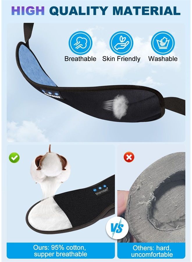 TOPOINT Sleep Headphones, Bluetooth Sleep Mask with Bluetooth Headphones, Sleeping Headphones for Side Sleepers Sleep Eye Mask Travel Music Headsets with Microphone Handsfree Men Women Girls Gifts - Image 5