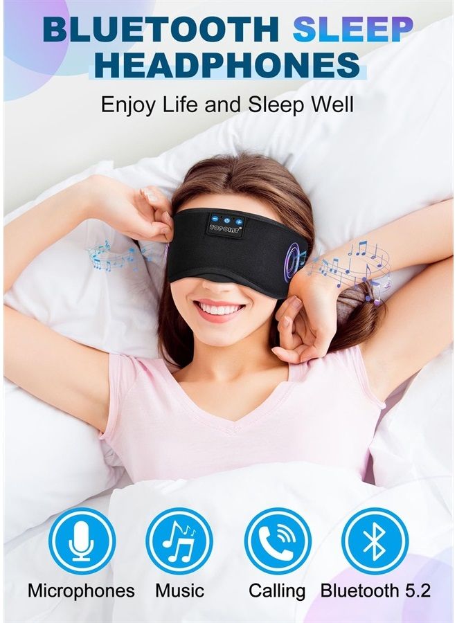 TOPOINT Sleep Headphones, Bluetooth Sleep Mask with Bluetooth Headphones, Sleeping Headphones for Side Sleepers Sleep Eye Mask Travel Music Headsets with Microphone Handsfree Men Women Girls Gifts - Image 2