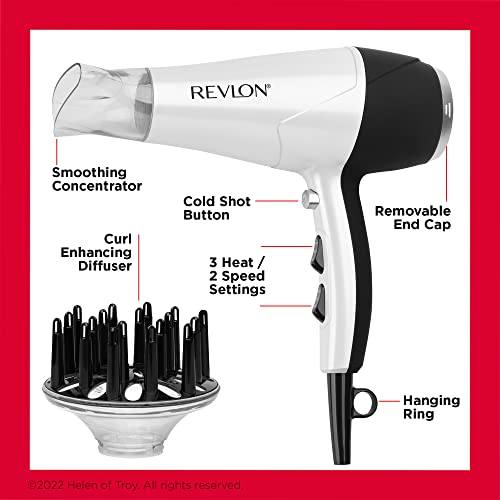 REVLON Volume Booster, Hair Dryer with Curl Enhancing Diffuser | Increase Volume, Decrease Frizz and Damage, Fast Drying, 1875 Watts (White) - Image 5