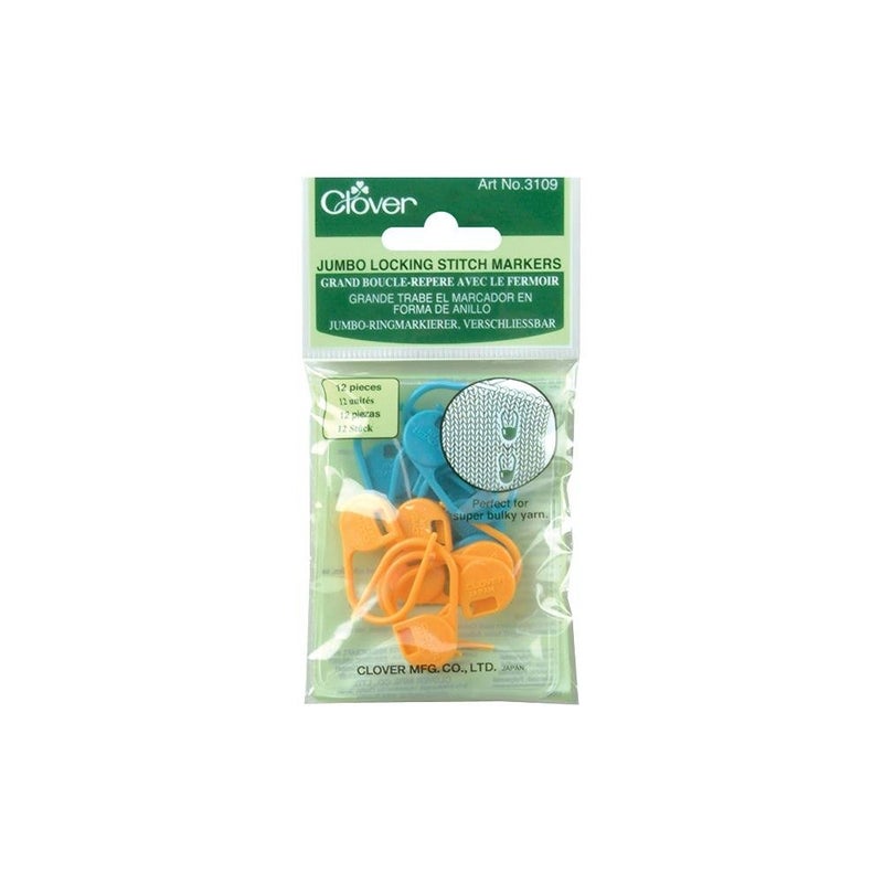 Clover 3109 Jumbo Locking Stitch Markers blue orange