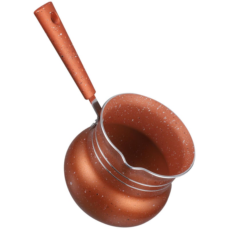 Mini Non Stick Milk Pot 10cm Coffee Color Saucepan For Heating And Cooking - Image 2