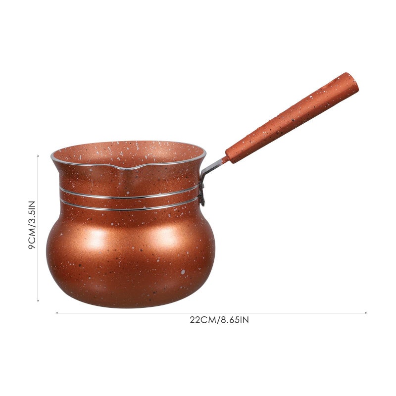 Mini Non Stick Milk Pot 10cm Coffee Color Saucepan For Heating And Cooking - Image 3