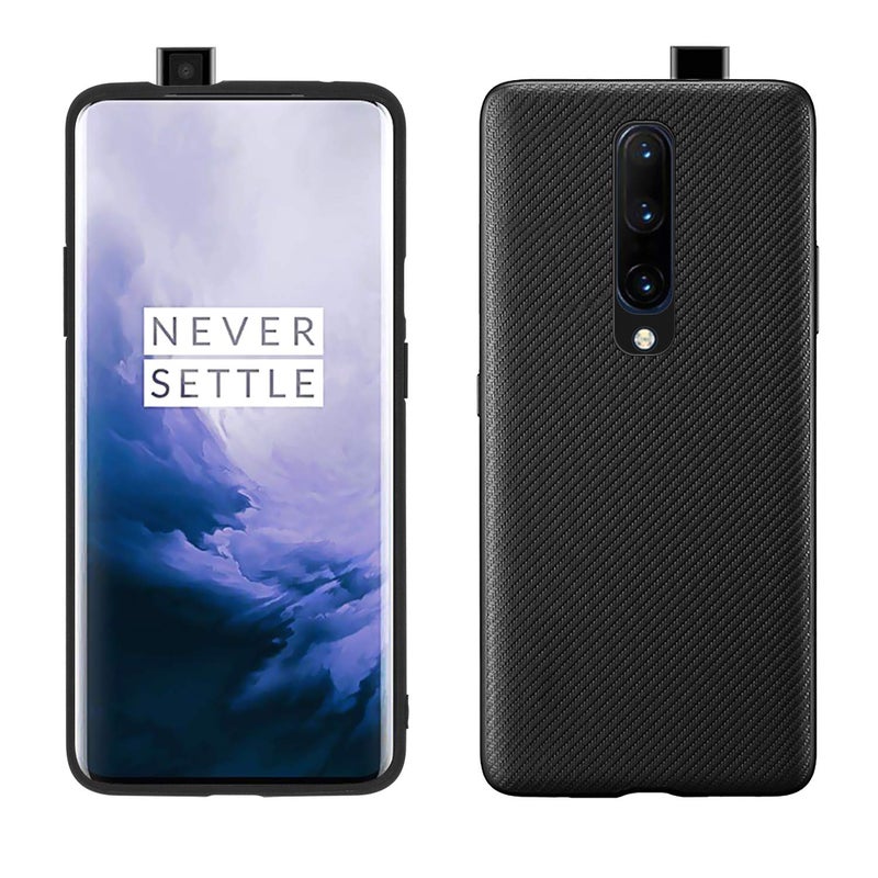 Orzero Real 1K Carbon Fiber Case Compatible for OnePlus 7 Pro 5G, (Light Weight) (Carbon fiber Cloth Back+TPU Frame) (Precise Pop-Up Camera Cutout) Anti-Fingerprints Slim Silky Shock-Proof Case- Black - Image 1