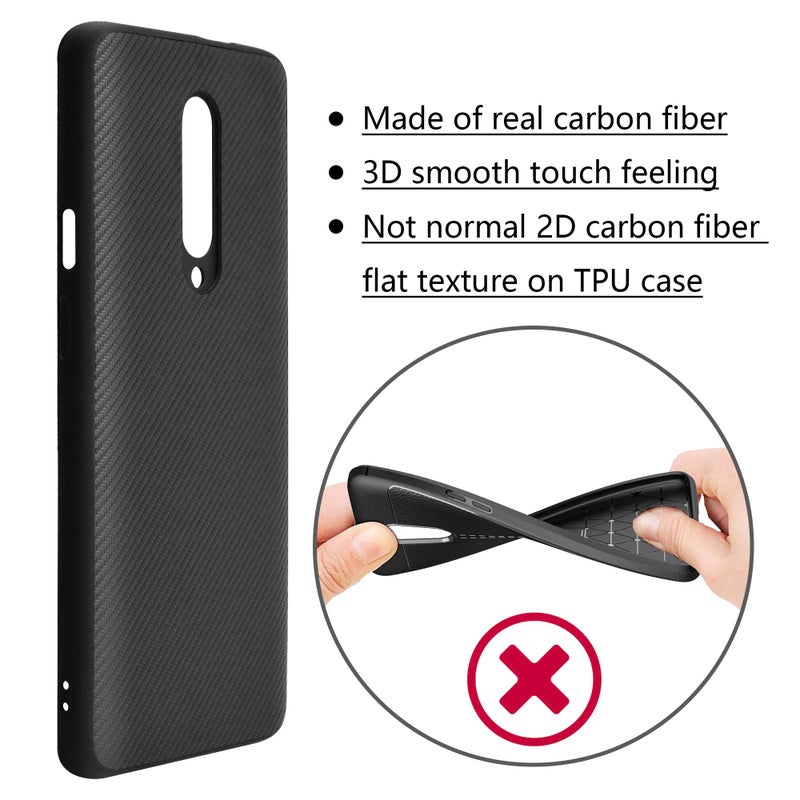 Orzero Real 1K Carbon Fiber Case Compatible for OnePlus 7 Pro 5G, (Light Weight) (Carbon fiber Cloth Back+TPU Frame) (Precise Pop-Up Camera Cutout) Anti-Fingerprints Slim Silky Shock-Proof Case- Black - Image 5