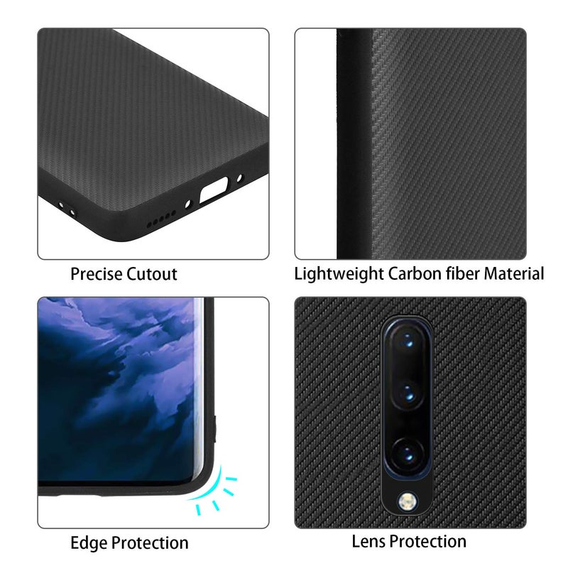 Orzero Real 1K Carbon Fiber Case Compatible for OnePlus 7 Pro 5G, (Light Weight) (Carbon fiber Cloth Back+TPU Frame) (Precise Pop-Up Camera Cutout) Anti-Fingerprints Slim Silky Shock-Proof Case- Black - Image 4