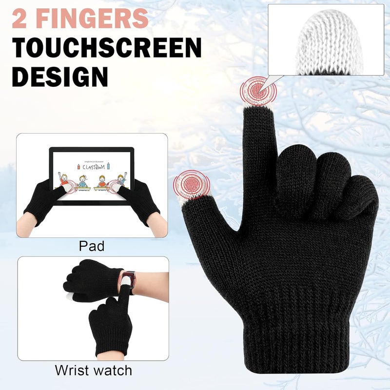 ONESING 3-24 Pairs Winter Knit Gloves for Kids - White Finger Gloves for Boys and Girls - Image 4