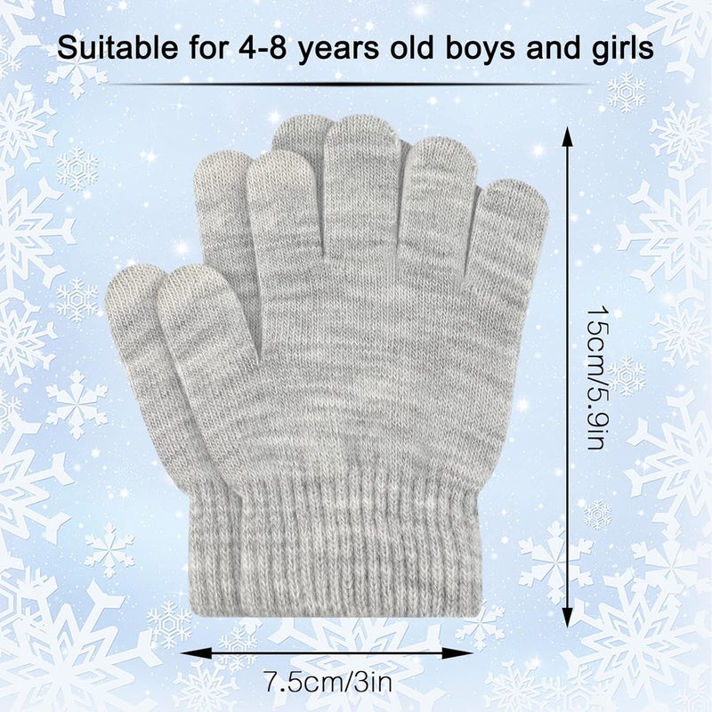 ONESING 3-24 Pairs Winter Knit Gloves for Kids - White Finger Gloves for Boys and Girls - Image 2
