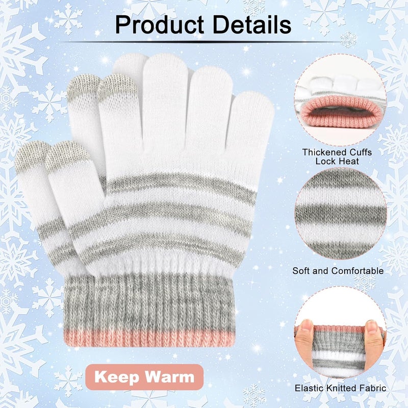 ONESING 3-24 Pairs Winter Knit Gloves for Kids - White Finger Gloves for Boys and Girls - Image 3