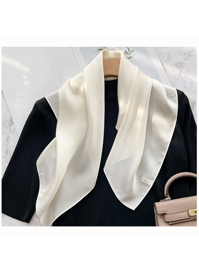 Aufeel 100% Pure Mulberry Silk Square Scarf for Hair-27''x27''- Women Silk Neckerchief Head Wrap Scarf, Beige, M - Image 3