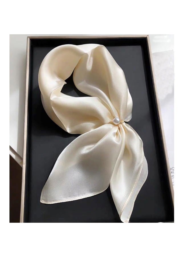Aufeel 100% Pure Mulberry Silk Square Scarf for Hair-27''x27''- Women Silk Neckerchief Head Wrap Scarf, Beige, M - Image 4