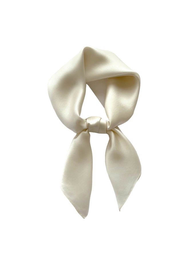 Aufeel 100% Pure Mulberry Silk Square Scarf for Hair-27''x27''- Women Silk Neckerchief Head Wrap Scarf, Beige, M - Image 1