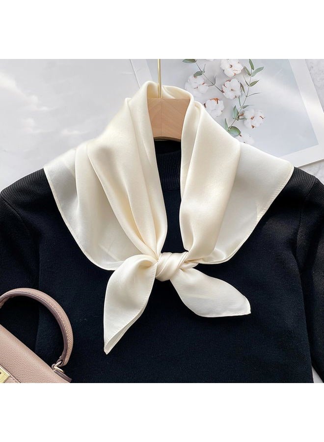 Aufeel 100% Pure Mulberry Silk Square Scarf for Hair-27''x27''- Women Silk Neckerchief Head Wrap Scarf, Beige, M - Image 2