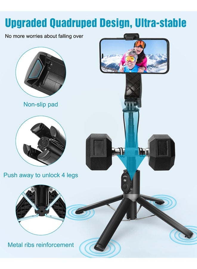 Muyixin حامل ثلاثي للهواتف مع عصا سيلفي عن بُعد، حامل هاتف محمول محمول للسفر/تسجيل الفيديو، حامل ثلاثي قابل للتعديل من 22 سم إلى 140 سم. - Image 2