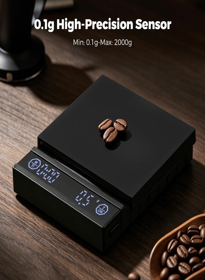 Pro Mael Coffee Scale with Auto Timer, 2kg/0.1g Rechargeable Digital Scale for Espresso and Pour-Over, with Brew Ratio Display (Black) - Image 2