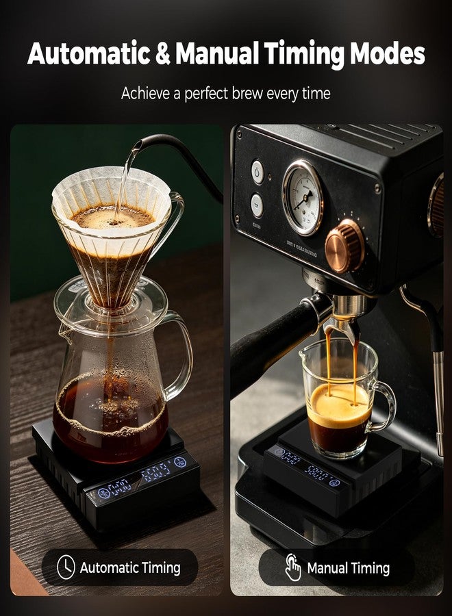 Pro Mael Coffee Scale with Auto Timer, 2kg/0.1g Rechargeable Digital Scale for Espresso and Pour-Over, with Brew Ratio Display (Black) - Image 3