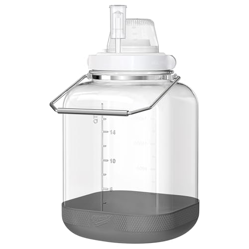 Daitouge 5 Gallon Large Fermentation Jars, Pickle Jar, Wide Mouth Airtight Glass Jar with Scale Mark, Glass Water Jug with Stainless Handles for Pickling, Brewing, Dry Storage - Image 1