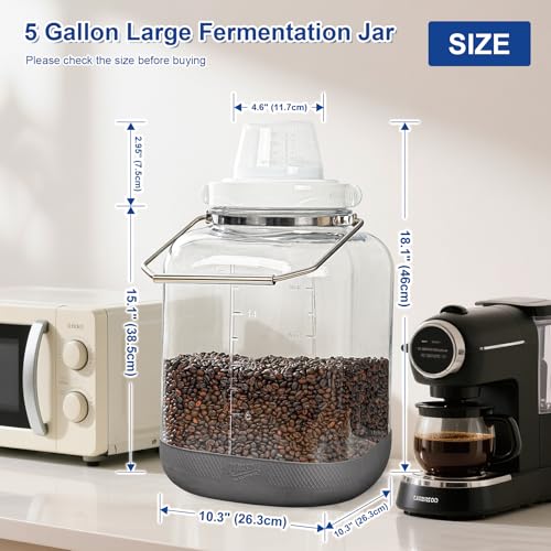 Daitouge 5 Gallon Large Fermentation Jars, Pickle Jar, Wide Mouth Airtight Glass Jar with Scale Mark, Glass Water Jug with Stainless Handles for Pickling, Brewing, Dry Storage - Image 5