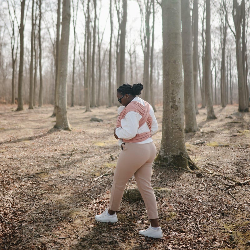 mushie Baby Wrap Carrier | Organic Cotton and Elastane | Infant Sling for Newborn and Babies 8-35 lbs (Blush) - Image 4