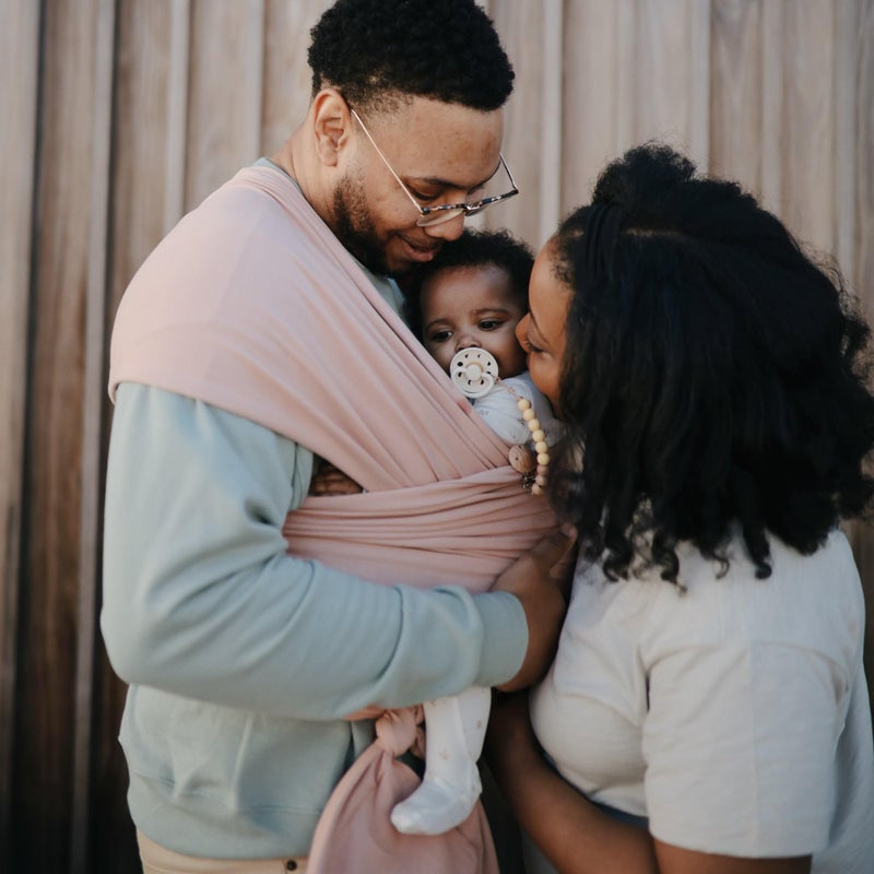 mushie Baby Wrap Carrier | Organic Cotton and Elastane | Infant Sling for Newborn and Babies 8-35 lbs (Blush) - Image 3