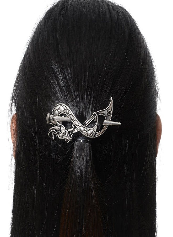 LQQQL Norse Celtic Wedding Hair Accessories-Viking Antique Silver Dragon Hair Sticks Hairpin Viking Hair Slide Hairpins Men Clips Hair Jewelry Gifts Celtics Knot Hair Barrette for Women(F-B) - Image 4