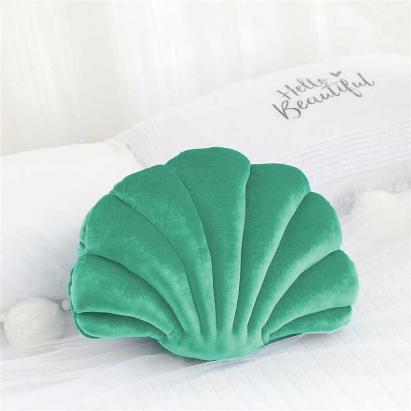 Peach Cuddle Seashell Decorative Cushion (Pack of 1, Size: 16x16 Inch, Tiffany Blue, Velvet) Seashell Cushion for Home Decor, Bedroom, Living Room, Nursery, Luxury Cushion - Image 1