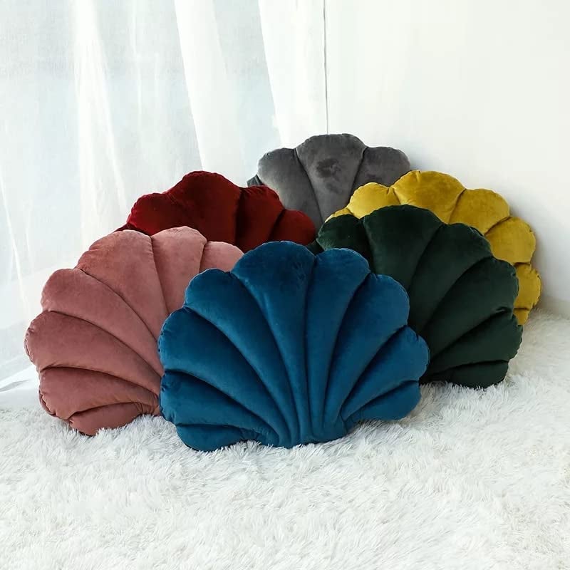 Peach Cuddle Seashell Decorative Cushion (Pack of 1, Size: 16x16 Inch, Tiffany Blue, Velvet) Seashell Cushion for Home Decor, Bedroom, Living Room, Nursery, Luxury Cushion - Image 2