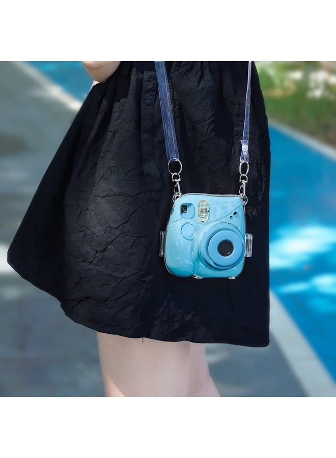 CAIYOULE Clear Case For Fujifilm Instax Mini 7+ Plus Camera Protective Case With Back Photo Storage Pocket Selfie Mirror Stickers And Adjustable Shoulder Strap  - Image 4