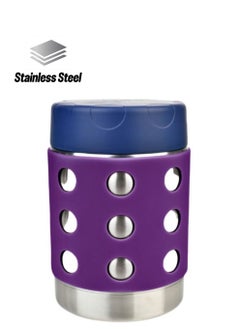 LunchBots LunchBots Thermal 12 oz Triple Insulated Thermos - Hot 6 Hours or Cold 12 Hours - Leak Proof Thermos Soup Jar - All Stainless Interior - Navy Lid - Purple Dots  - Image 1