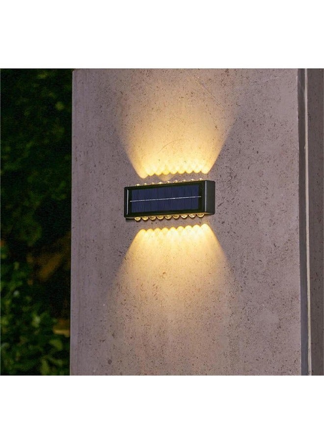 16 Led Up Down Solar Wall Lights, 2 PCS  Solar Fence Lights, Waterproof, Solar Deck Lighting for House Garden Porch,Landscape, Planter, Walkway Decor (Warm White) - Image 4