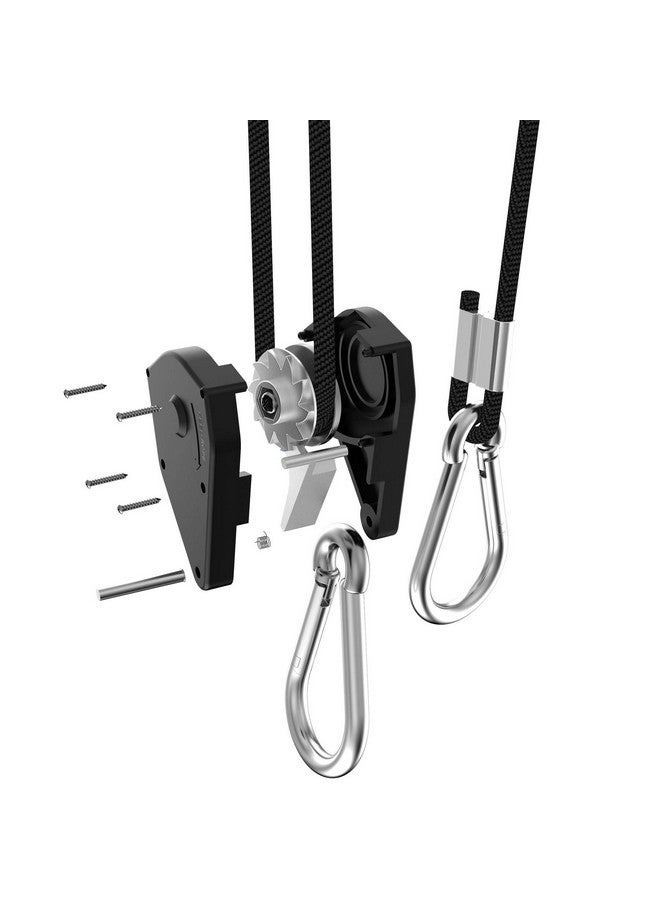ArkiFACE 2 Pairs 1/8 Inch Adjustable Heavy Duty Rope Hanger - Reinforced Metal Internal Gears Ratchets Foe Growing Light Fixtures, Loose-Proof Design, 8-Ft Long & 150Lbs Weight Capacity - Image 2