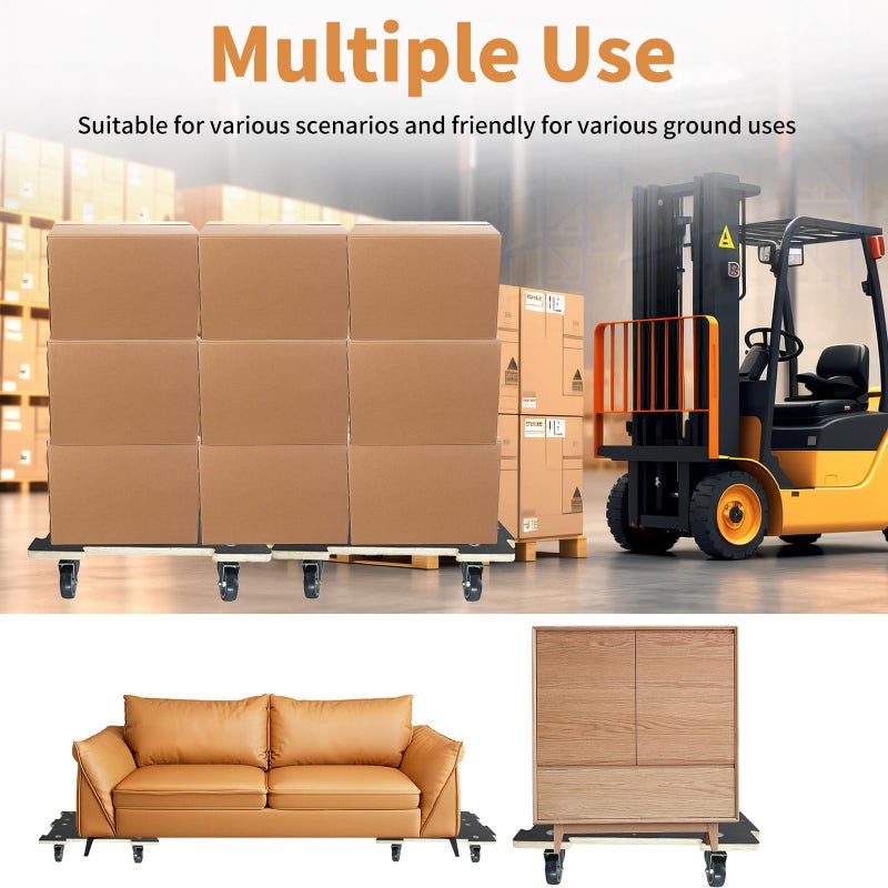 DrTakepeak Hard Wood Mover Spliceable Dolly 550Lbs Capacity (2 Packs) 4 Wheels Heavy Duty Furniture Moving Connectable Design Dollier Upgraded Transport Roller - Image 5