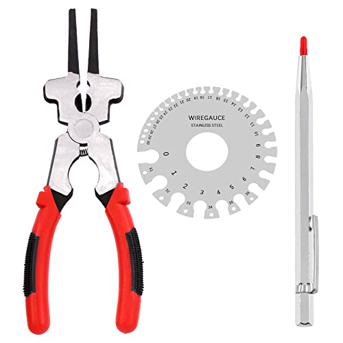 Tanstic 3Pcs 8 Inch Mig Welding Pliers with Stainless Steel Dual-Sided Wire Gauge and Tungsten Carbide Scriber with Magnet, Multifunctional Welding Pliers for Wire Cutting - Image 1