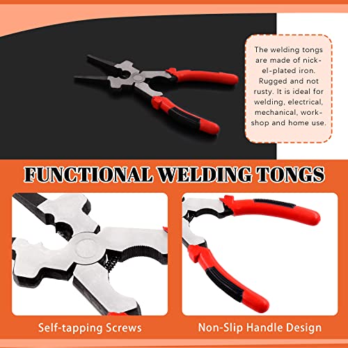 Tanstic 3Pcs 8 Inch Mig Welding Pliers with Stainless Steel Dual-Sided Wire Gauge and Tungsten Carbide Scriber with Magnet, Multifunctional Welding Pliers for Wire Cutting - Image 5