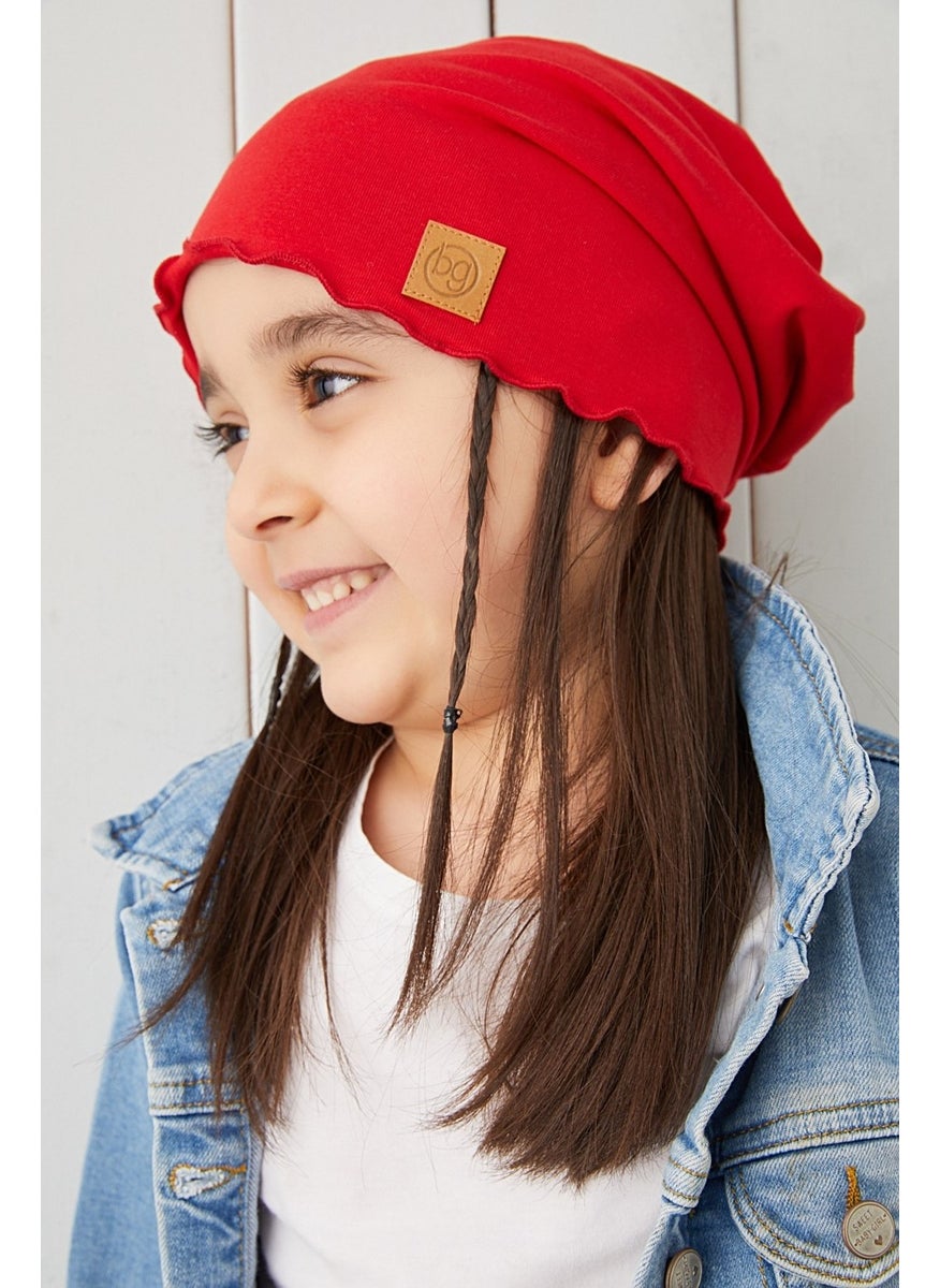 Babygiz Red Baby Girl Hat Beanie Soft Cotton Combed Cotton  - Image 1