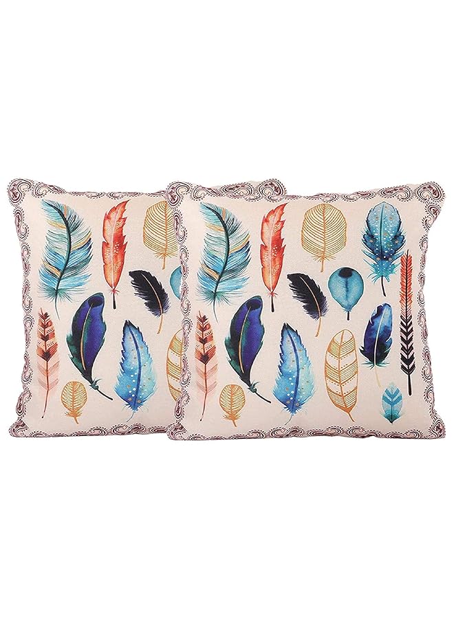 Kuber Industries Wings Design 2 Pieces Cotton Cushion Cover 16X16 Cream - Image 1