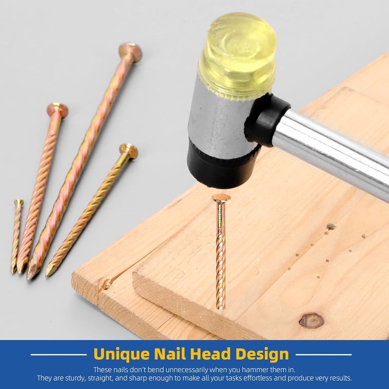 Glarks 200pcs 40/60/80/100/150mm Fence Deck Nails Kit, Carbon Steel Spiral Shank Deck Nail, Zinc Plated Twisted Nails for House Floor Repairing Wall Woodworking Baseboard - Image 5