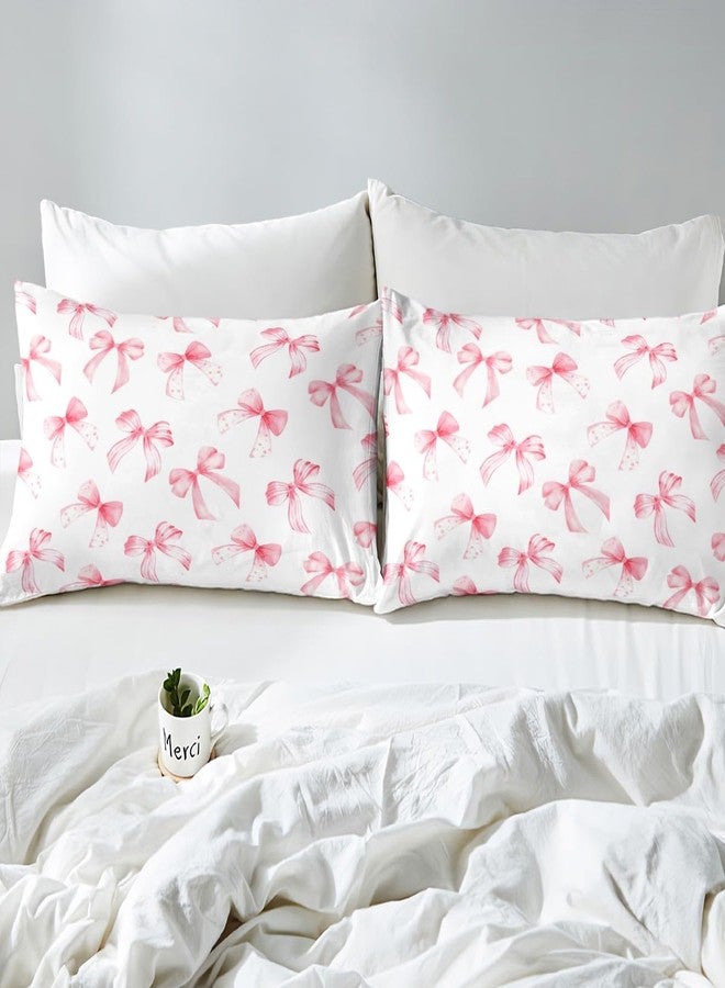 Feelyou Pink Bow Duvet Cover for Kids Boys Girls Twin Size Cute Dreamy Princess Style Bedding Set Ultra Soft Bow Pattern Comforter Cover Set Bowknot Bedspread Cover Room Decor (No Comforter) - Image 4